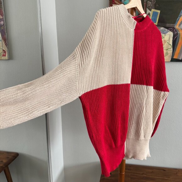 MANGO - Women's Checks Knitted Sweater in Red/Cream - Picture 2 of 8